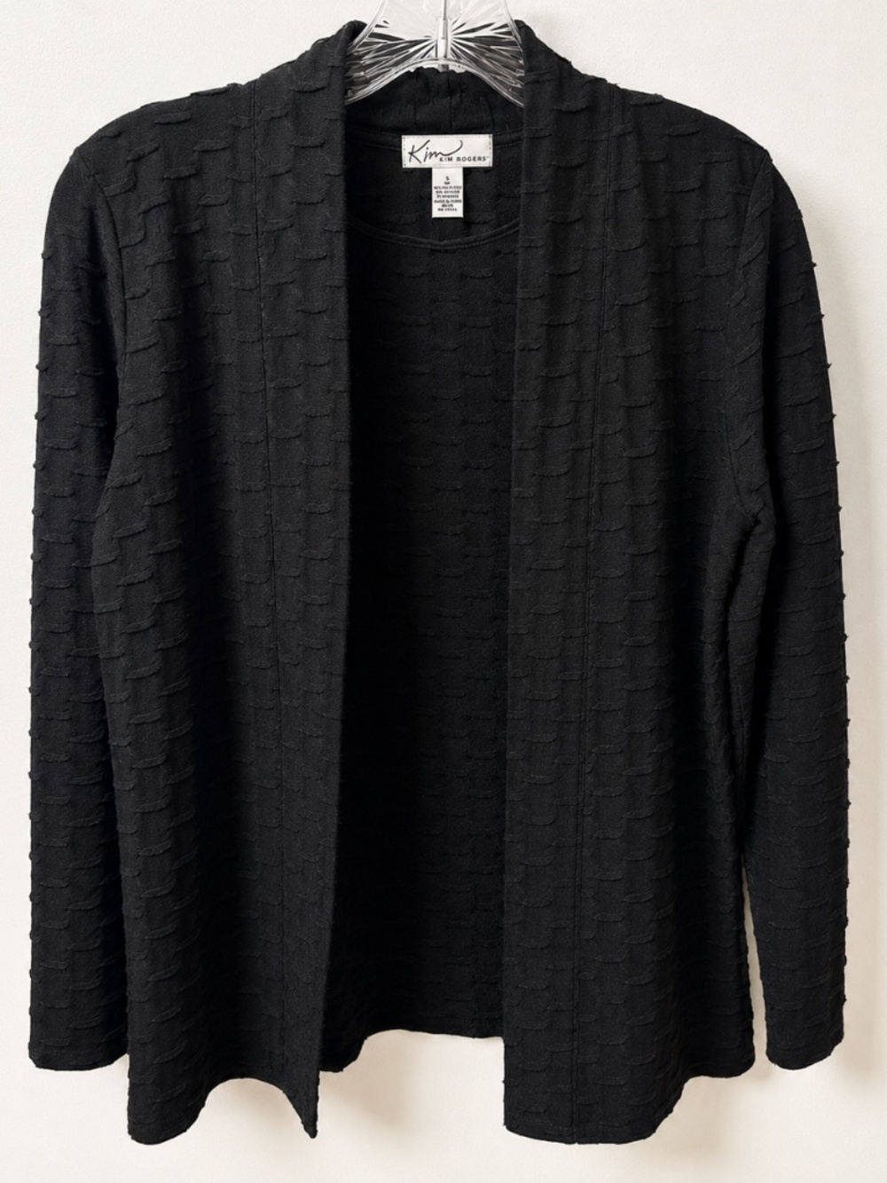 Kim Rogers Black Textured Open Front Jacket Women’s Small Long Sleeve Layering - Picture 2 of 9